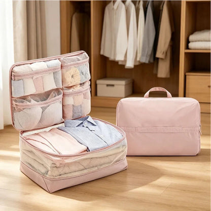 Cross-border travel storage bag, portable luggage organizer, five-in-one organizer, foldable and hangable clothing and underwear storage bag - image 3