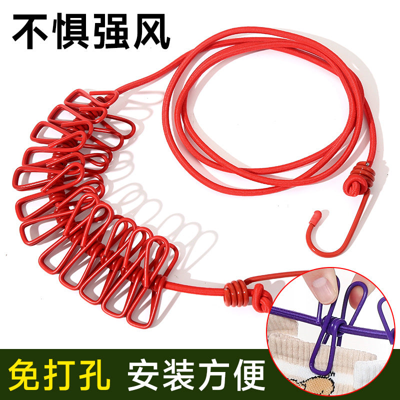 Thickened clothesline for outdoor travel, dormitory indoor and outdoor use, no need for drilling, windproof and non-slip, suitable for drying quilts - image 1