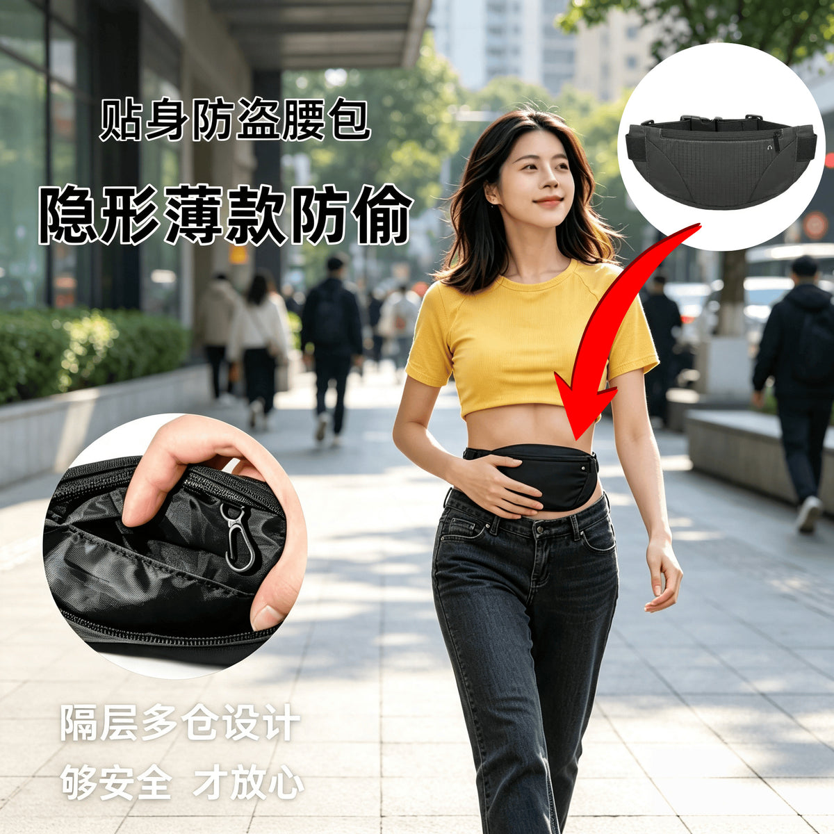 Japan JT anti-theft pouch, close-fitting waist bag for international travel, European unisex hiking invisible thin passport wallet, anti-theft - image 1