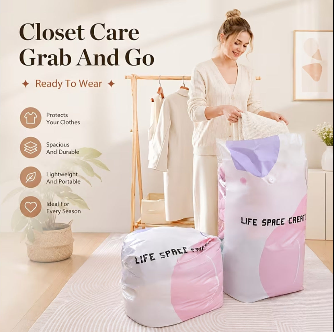Upgraded 3D vacuum compression bags for clothes, garments, bedding, luggage, and travel quilts, enlarged and thickened - image 4