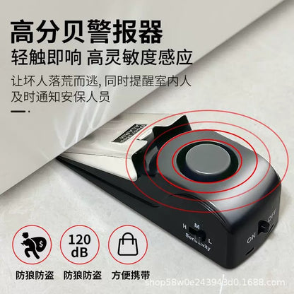 Door stop alarm, door stopper for home use, portable anti-theft device for travel, hotel, and home use, prevents theft and collisions, suitable for those living - image 1