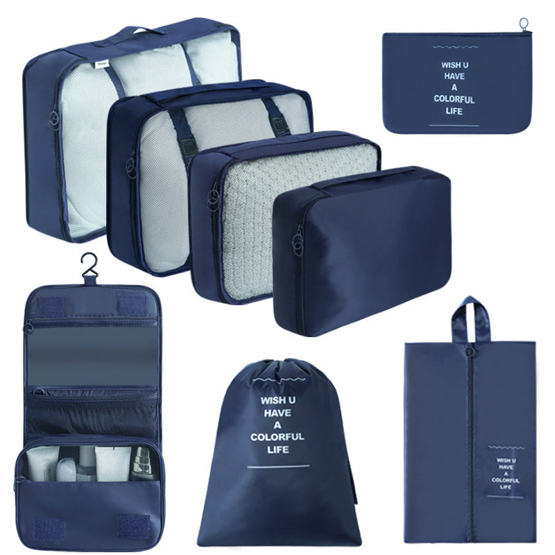 Seven-piece travel set, Oxford cloth waterproof drawstring bag, twill storage bag for home clothing classification, luggage bag - image 1