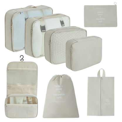Seven-piece travel set, Oxford cloth waterproof drawstring bag, twill storage bag for home clothing classification, luggage bag - image 5
