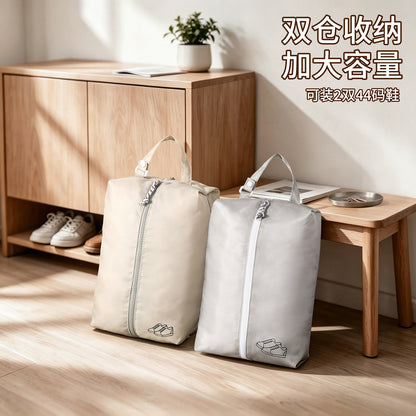Travel shoe storage bag with dual compartments, can be hung on luggage for business trips and travel, dustproof shoe bag - image 3