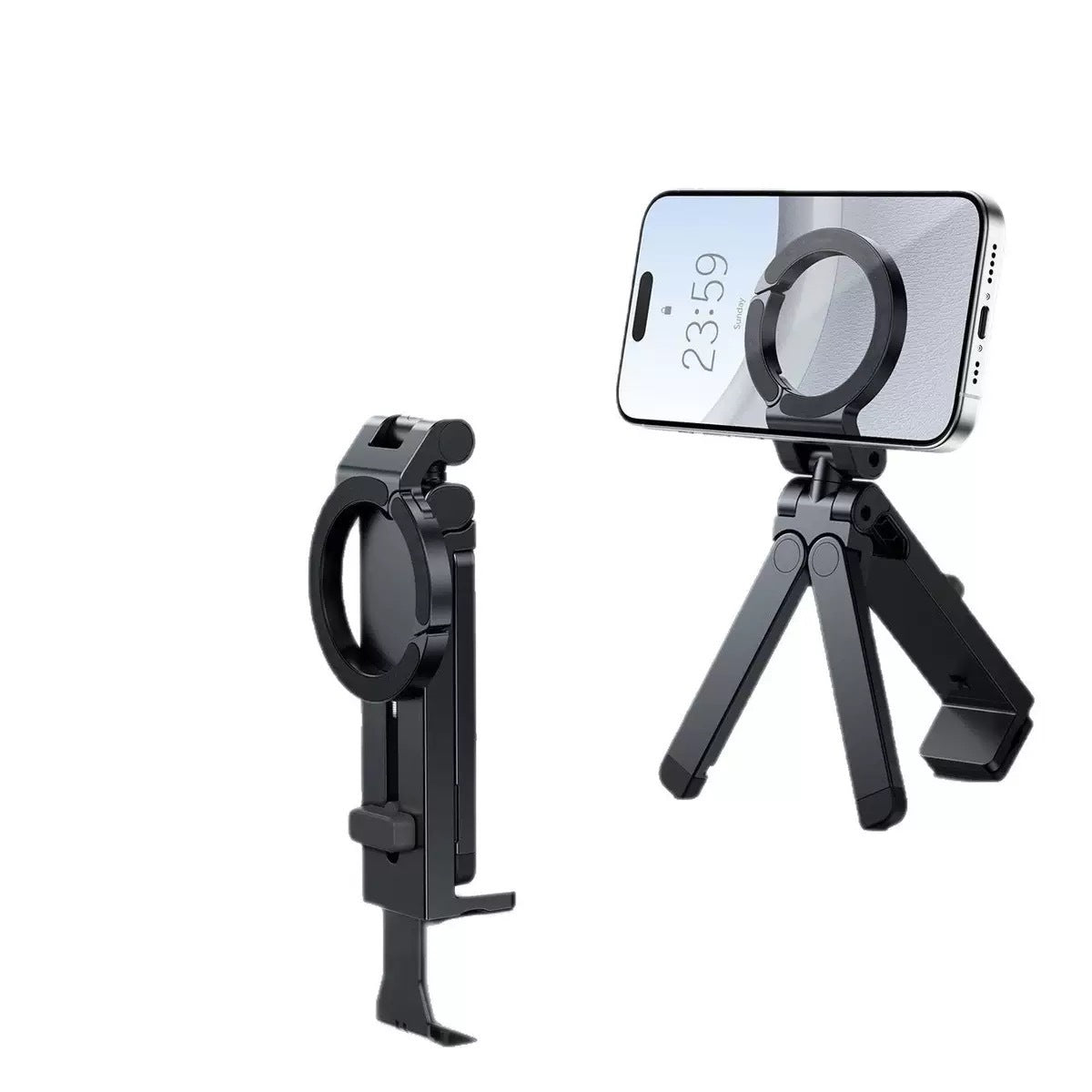 Cross-border airplane travel magnetic phone holder clamp for shooting and binge-watching, portable foldable rotating desktop tripod - image 5
