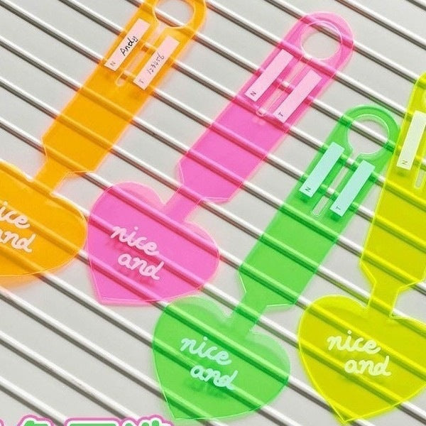 Fluorescent heart-shaped luggage tag, boarding pass, checked luggage anti-lost label, identification tag, PVC luggage tag - image 4