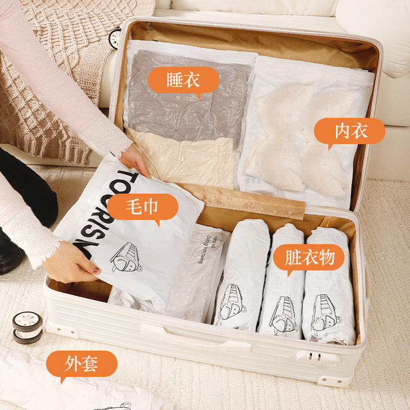 Travel storage bag, no need for vacuuming, hand-rolled compression luggage storage bag, business trip clothing and underwear sorting bag - image 4