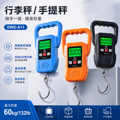 New 60kg portable scale for home use, electronic scale for grocery shopping, large handle, courier scale, hand-pulled hanging scale, portable luggage scale - image 2