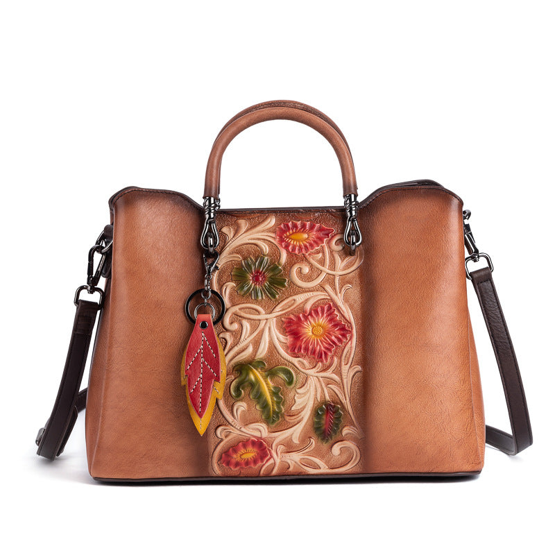 Retro Leather Travel Tote Bag