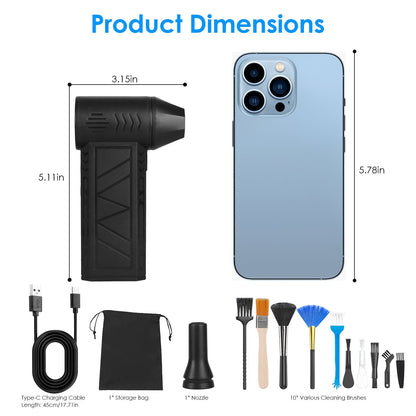 Rechargeable Compressed Air Duster with LED Light | Cordless Keyboard & Electronics Cleaner