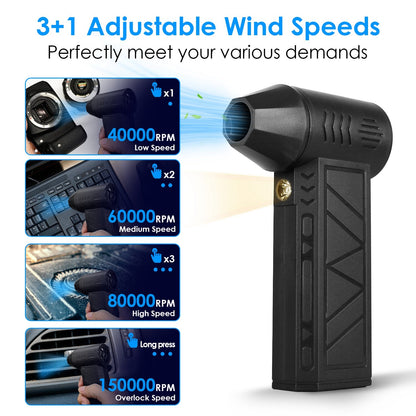 Rechargeable Compressed Air Duster with LED Light | Cordless Keyboard & Electronics Cleaner