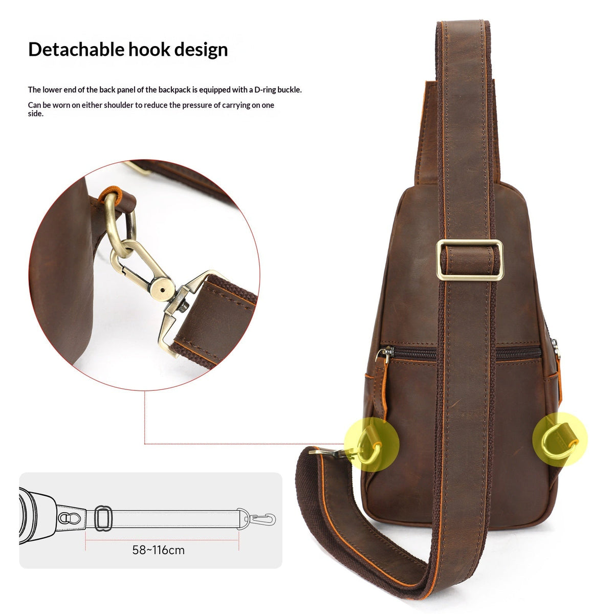 Crazy Horse Vintage Leather Travel Crossbody Bag