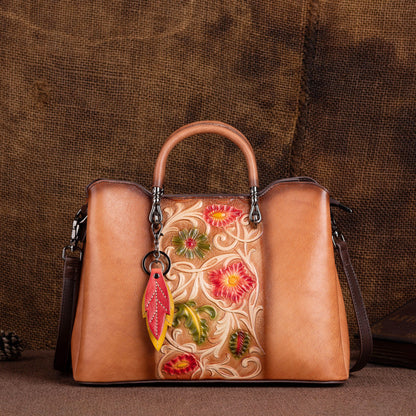 Retro Leather Travel Tote Bag