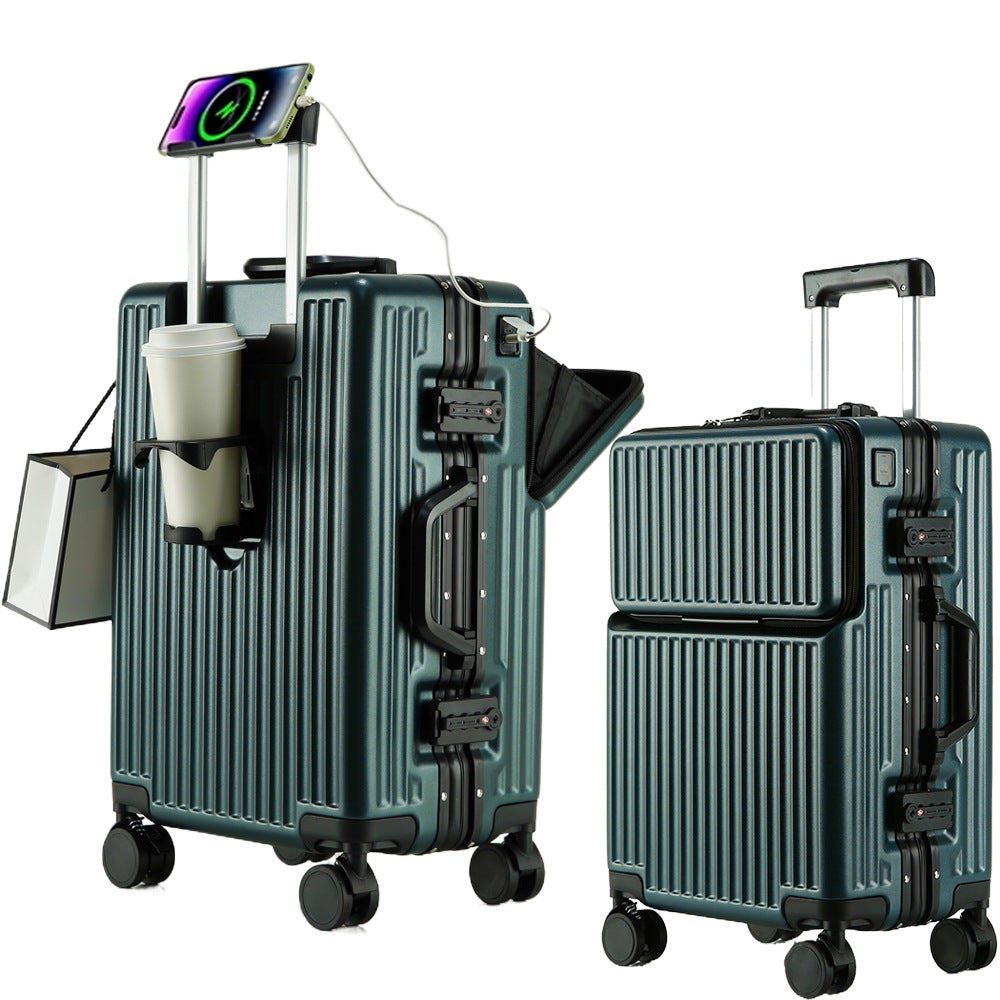 Suitcase Travel Luggage Trolley Front-Opening Large Capacity Aluminum Frame…