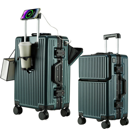 Suitcase Travel Luggage Trolley Front-Opening Large Capacity Aluminum Frame…