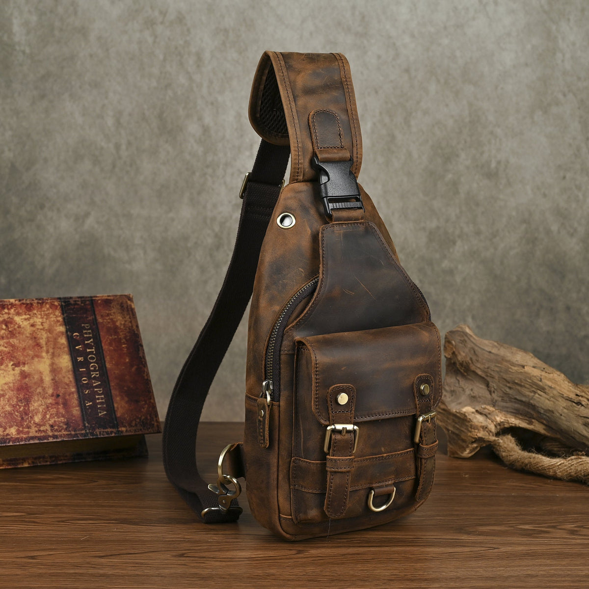 Full-grain Crazy Horse Leather Cowhide Vintage Outdoor Multi-purpose 8-inch…