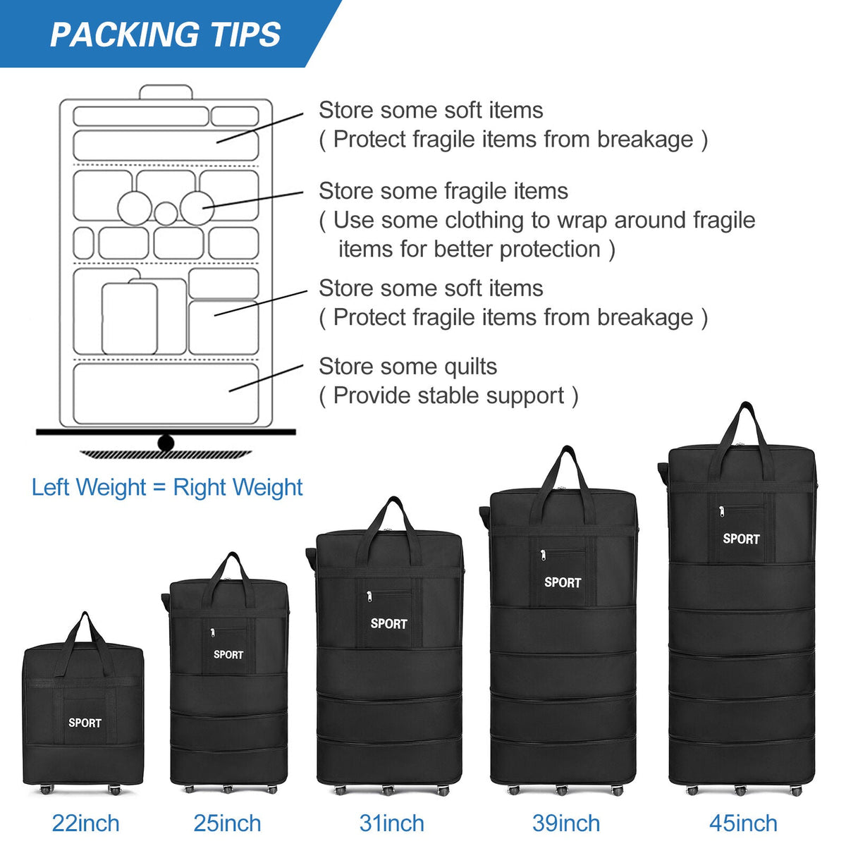 42 Extra Large Lightweight Luggage Trolley Suitcase Travel Bag H V6F9