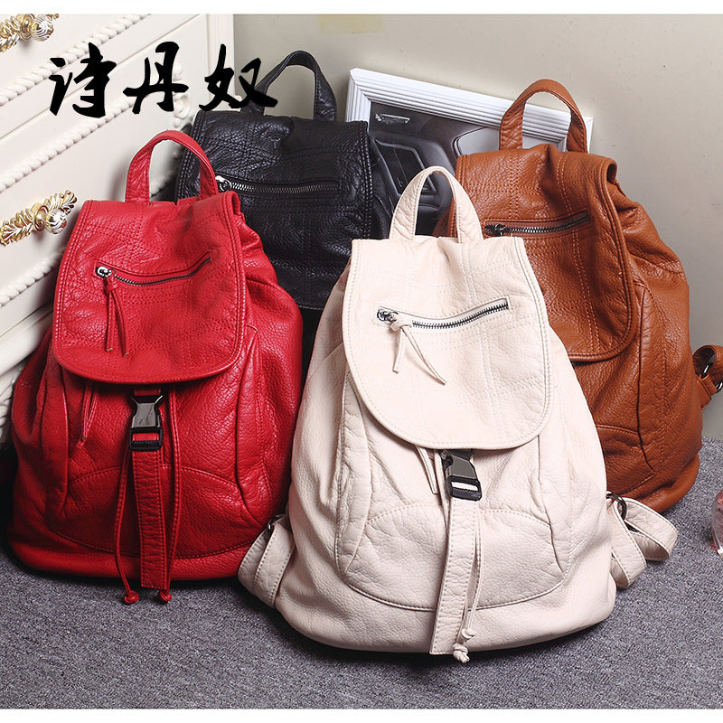 New Fashion Korean Style Backpack Wash Water Sheep Pattern Travel Large Backpack Women's Bag Embroidered Elegant Student Schoolbag - image 3