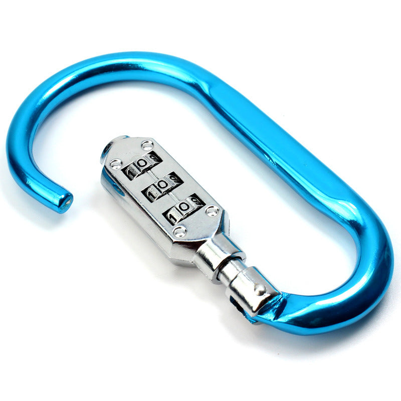 Outdoor portable D-type combination lock mountaineering hook creative luggage multi-function fast padlock travel luggage anti-theft lock - image 2