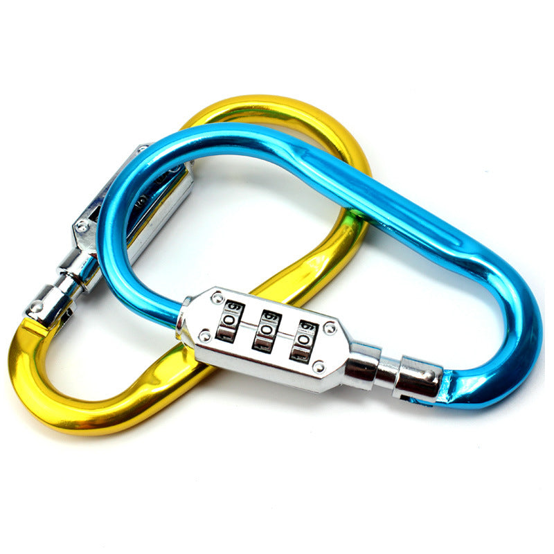 Outdoor portable D-type combination lock mountaineering hook creative luggage multi-function fast padlock travel luggage anti-theft lock - image 3