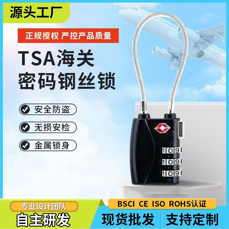 Factory direct creative wire rope Customs lock TSA luggage travel Customs lock portable mechanical lock printed logo - image 1