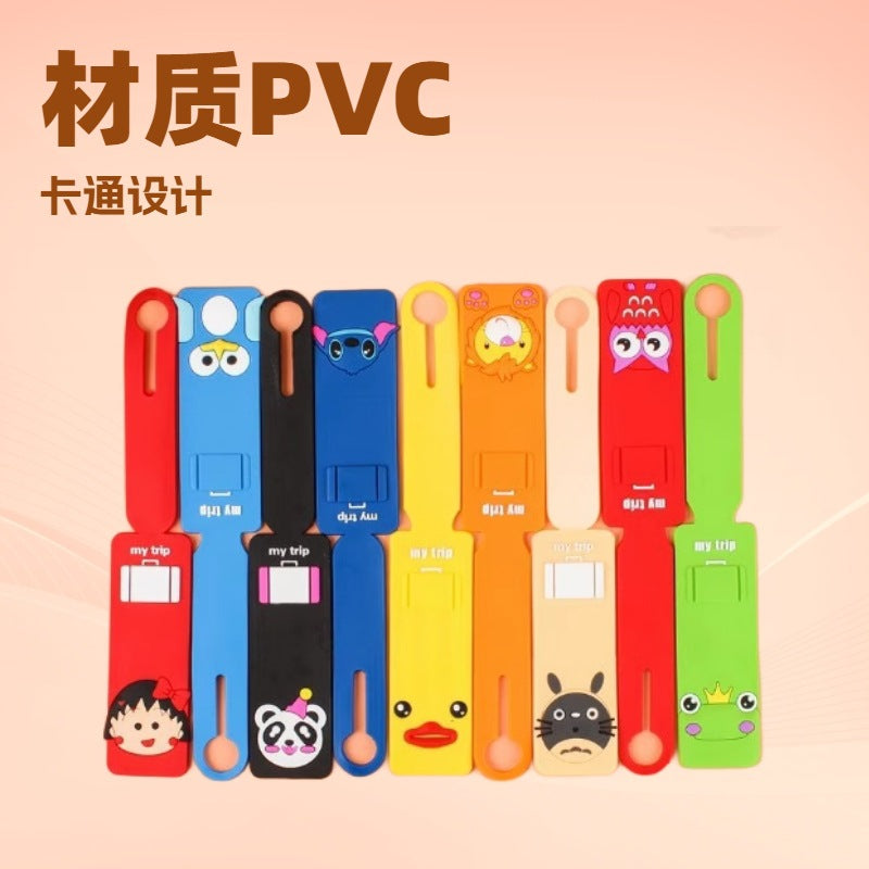 Cartoon Cute Plastic Long Strip Korean Style Airplane Luggage Travel Case Pvc Boarding Pass Soft Rubber Luggage Tag Ready Stock Printing - image 1