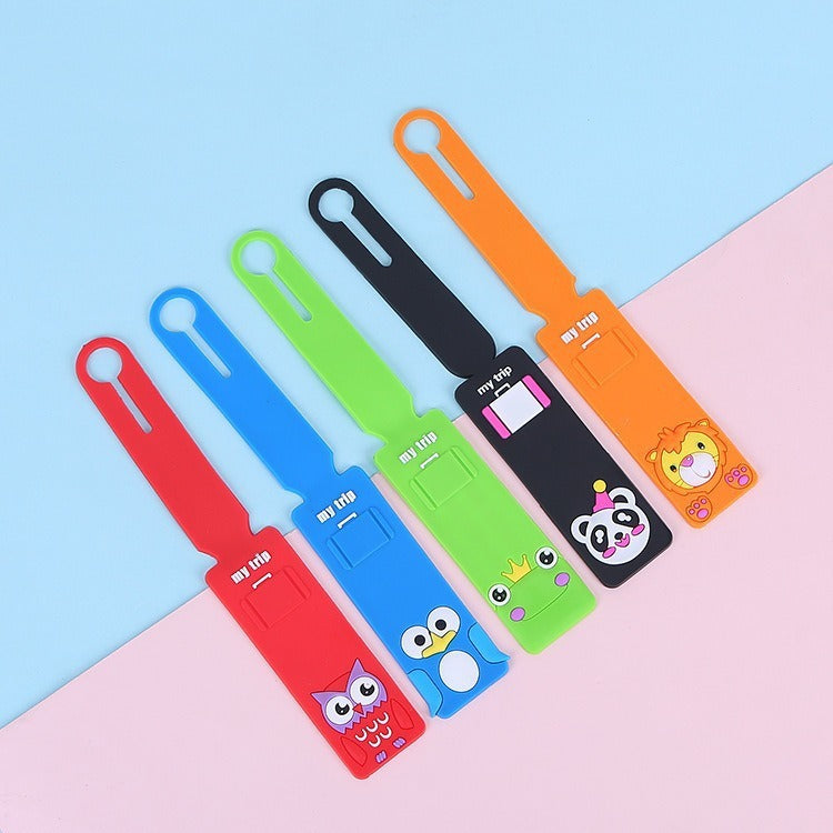 Cartoon Cute Plastic Long Strip Korean Style Airplane Luggage Travel Case Pvc Boarding Pass Soft Rubber Luggage Tag Ready Stock Printing - image 2