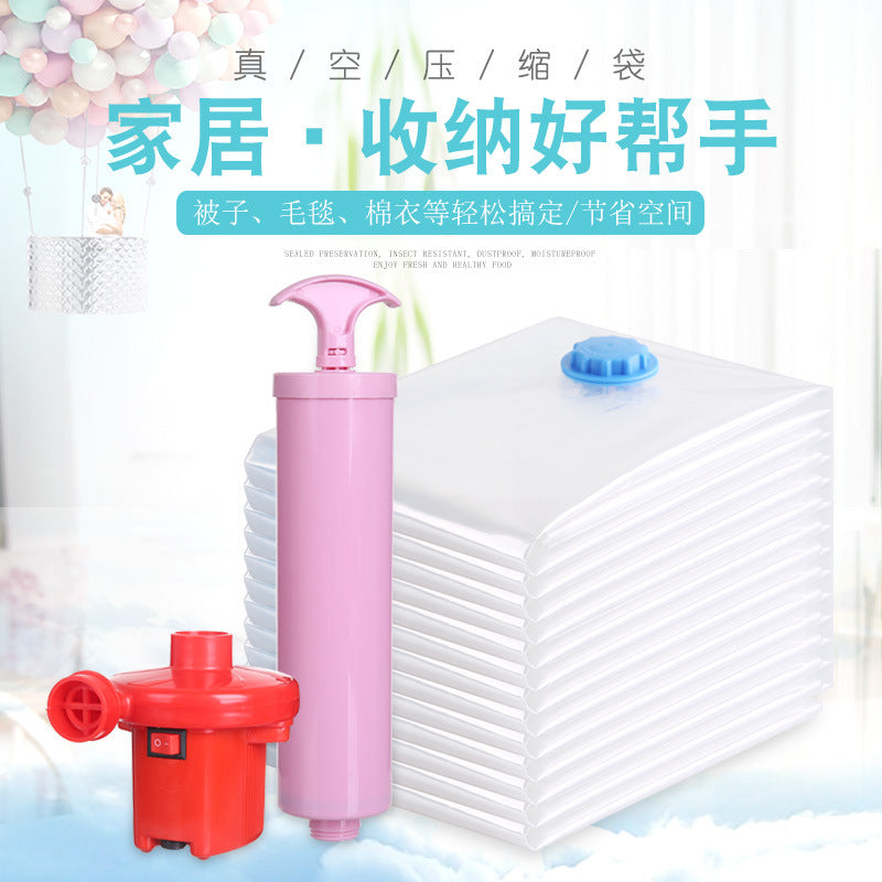 Factory transparent suction vacuum compression bag travel clothing storage vacuum bag quilt moving packing storage bag - image 1