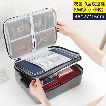 Multi-layer Certificate Storage Bag Household Large Capacity Document Passpassport Bag Multi-functional Travel Waterproof File Filing Bag Box - image 1