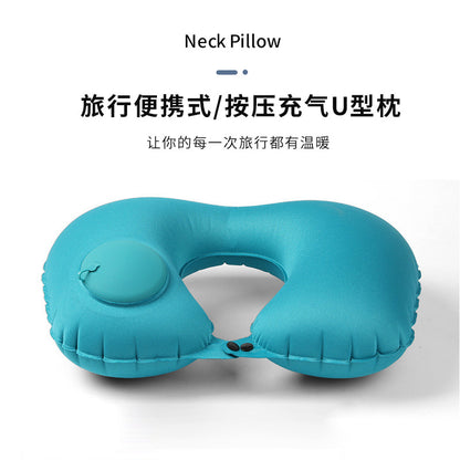 Inflatable Travel Pillow, Portable Neck Pillow, Press-Inflatable U-Shaped Pillow, Travel Essential Neck Pillow, Foldable Airplane Pillow - image 1