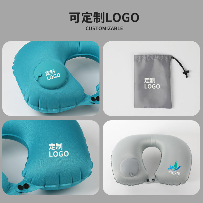 Inflatable Travel Pillow, Portable Neck Pillow, Press-Inflatable U-Shaped Pillow, Travel Essential Neck Pillow, Foldable Airplane Pillow - image 3