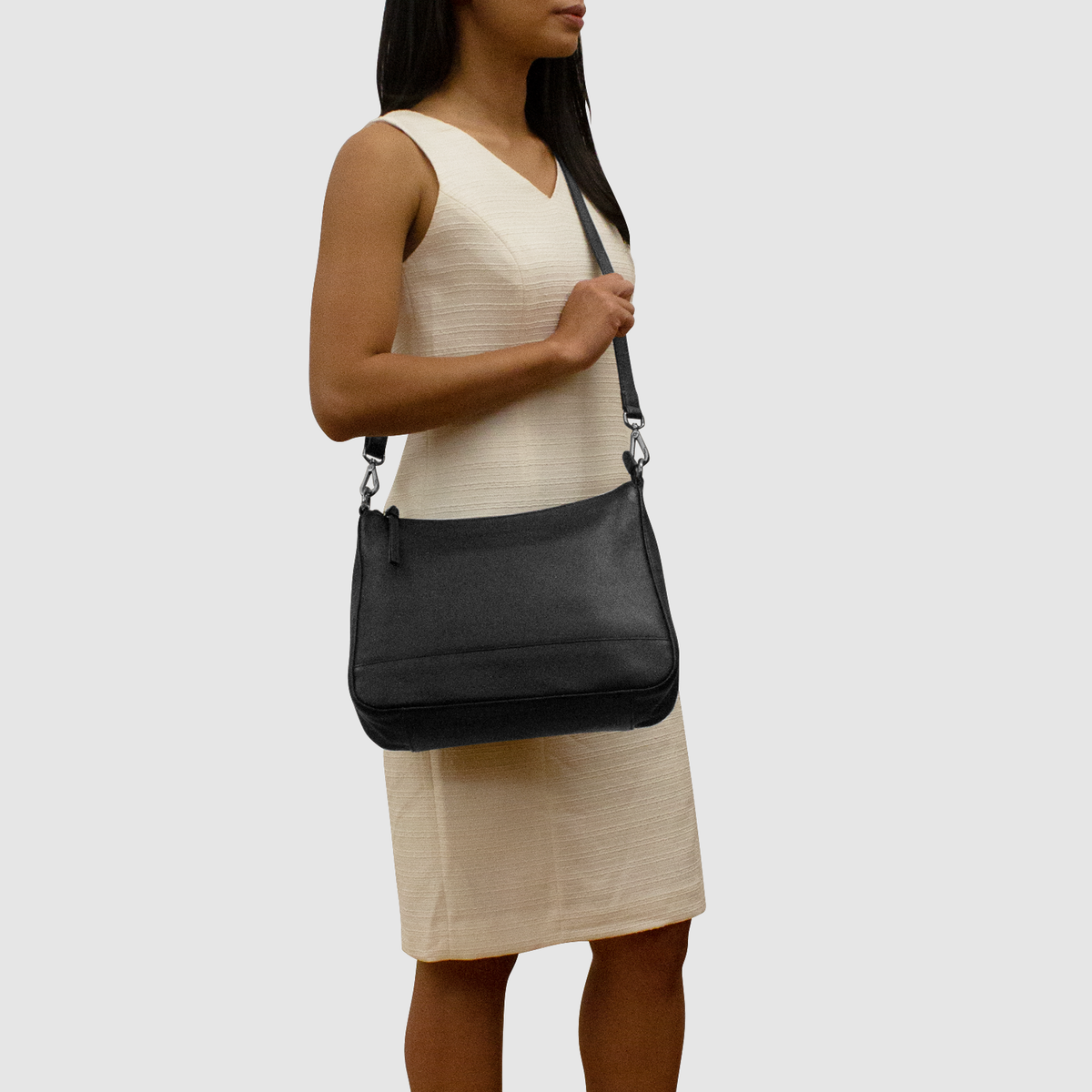 Zip Top Hobo with Two Detachable Straps
