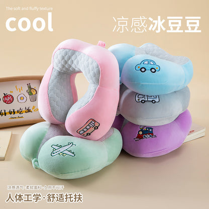 Summer Memory Foam U-Shaped Pillow, Lunch Break Travel Neck Pillow, Ice Silk Cool Breathable U-Shaped Pillow Wholesale with Logo Printing - image 3