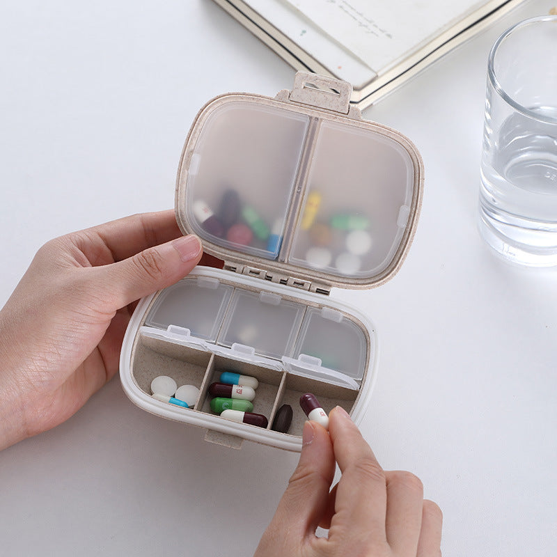 Wheat Straw 8-Compartment Pill Box, Portable Medicine Box, Sealed for One Week Travel, On-The-Go Pill Organizer, Cross-Border Small Pill Box - image 4