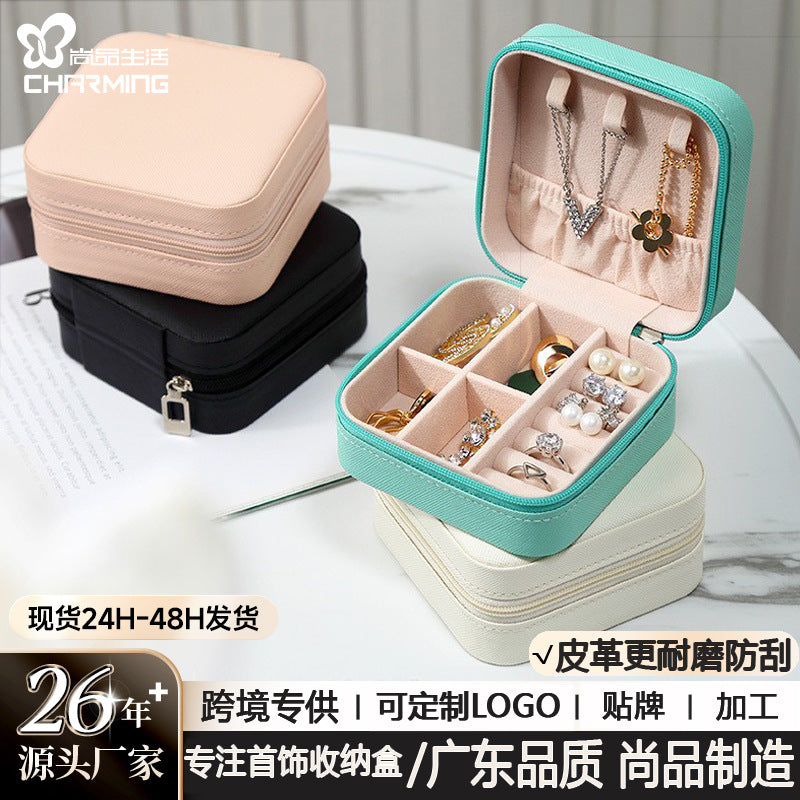 Cross-Border Direct Supply Simple Ins Jewelry Storage Box Travel Portable Storage Earrings Necklace Ring Jewelry Box - image 1