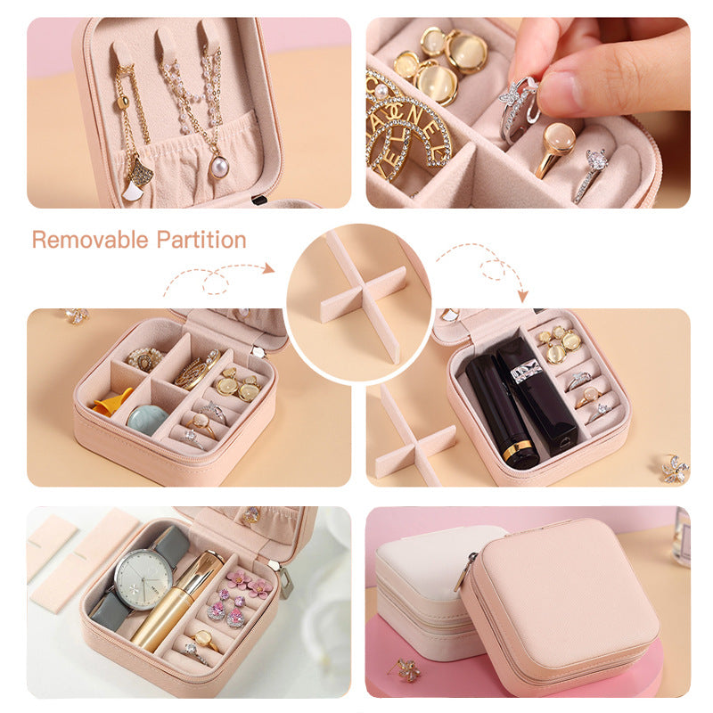 Cross-Border Direct Supply Simple Ins Jewelry Storage Box Travel Portable Storage Earrings Necklace Ring Jewelry Box - image 4
