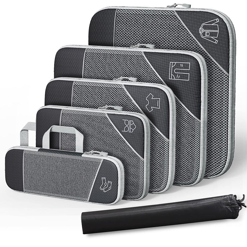 Travel Compressible Storage Bag Storage Bag Set with Shoe Bag Mesh Visual Luggage Storage Organizer - image 1