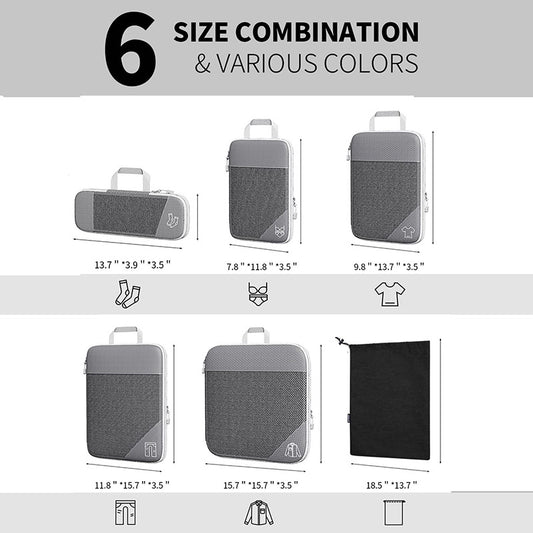 Travel Compressible Storage Bag Storage Bag Set with Shoe Bag Mesh Visual Luggage Storage Organizer - image 2