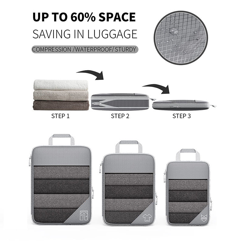 Travel Compressible Storage Bag Storage Bag Set with Shoe Bag Mesh Visual Luggage Storage Organizer - image 3