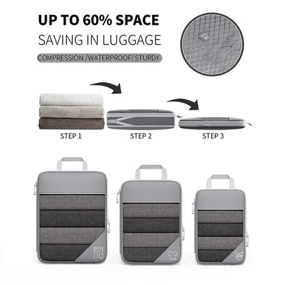 Travel Compressible Storage Bag Storage Bag Set with Shoe Bag Mesh Visual Luggage Storage Organizer - image 3