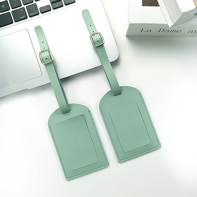 In stock thick PU leather boarding pass horizontal and vertical flip with bag hardware buckle free inside signature paper luggage tag - image 3