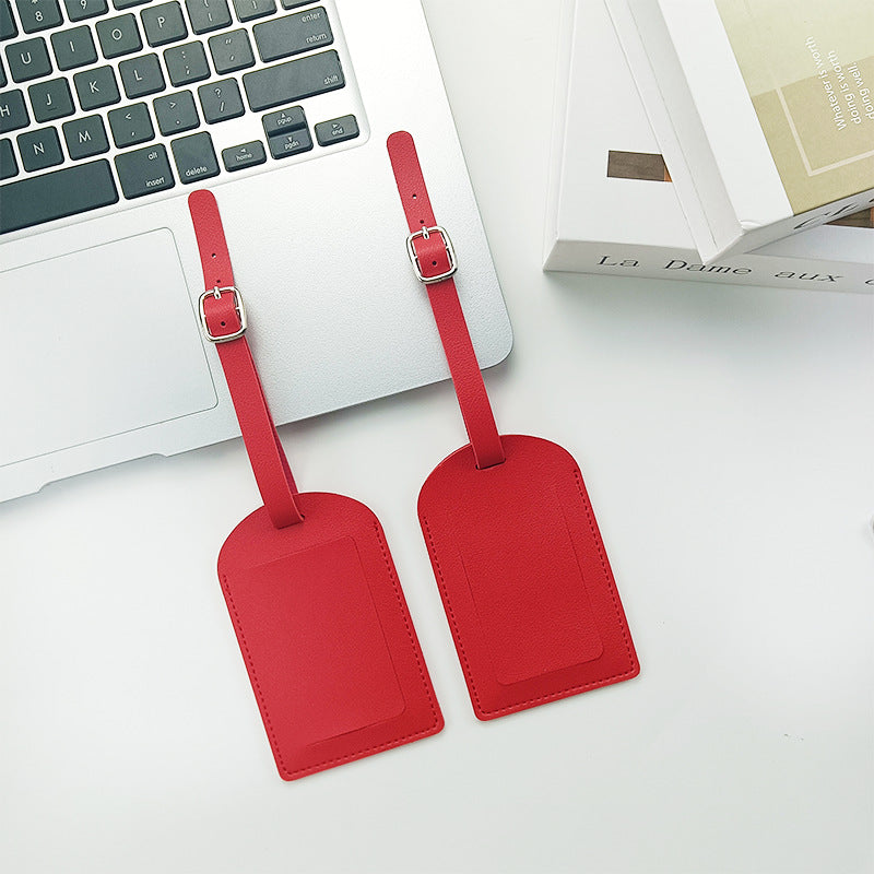 In stock thick PU leather boarding pass horizontal and vertical flip with bag hardware buckle free inside signature paper luggage tag - image 4
