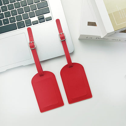 In stock thick PU leather boarding pass horizontal and vertical flip with bag hardware buckle free inside signature paper luggage tag - image 4