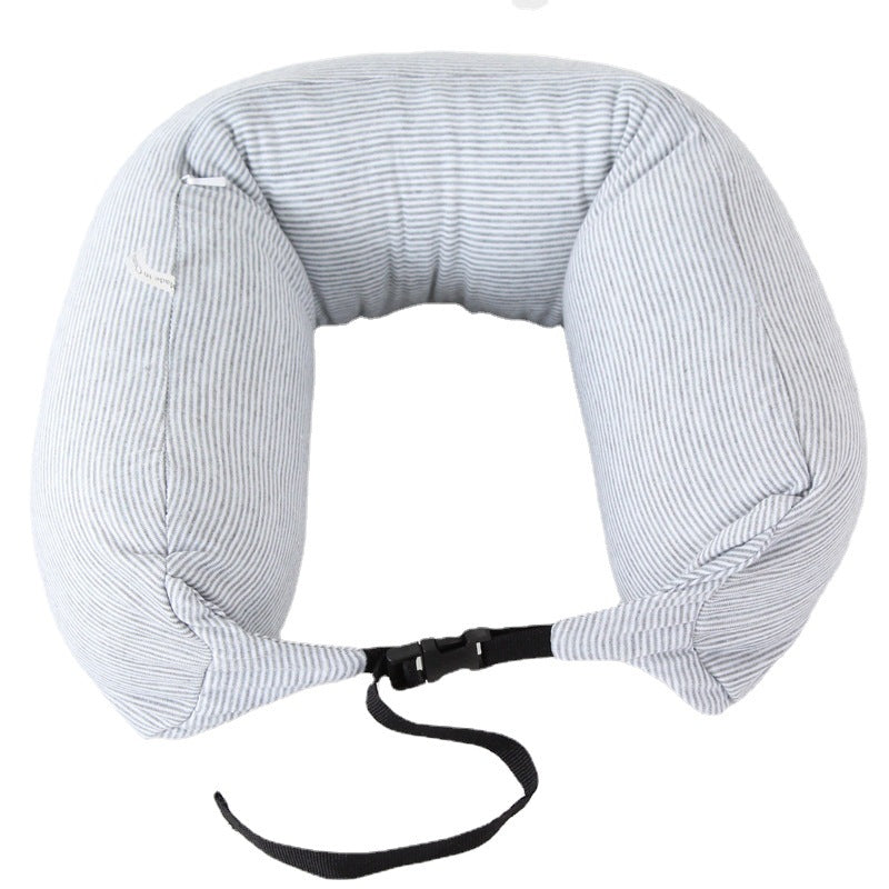 Japanese U-shaped pillow jersey neck pillow striped foam particle pillow travel home non-printed style logo neck pillow - image 5