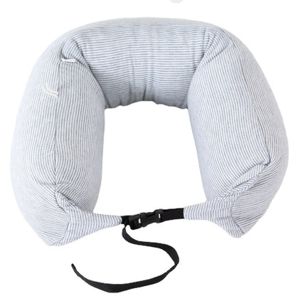 Japanese U-shaped pillow jersey neck pillow striped foam particle pillow travel home non-printed style logo neck pillow - image 5
