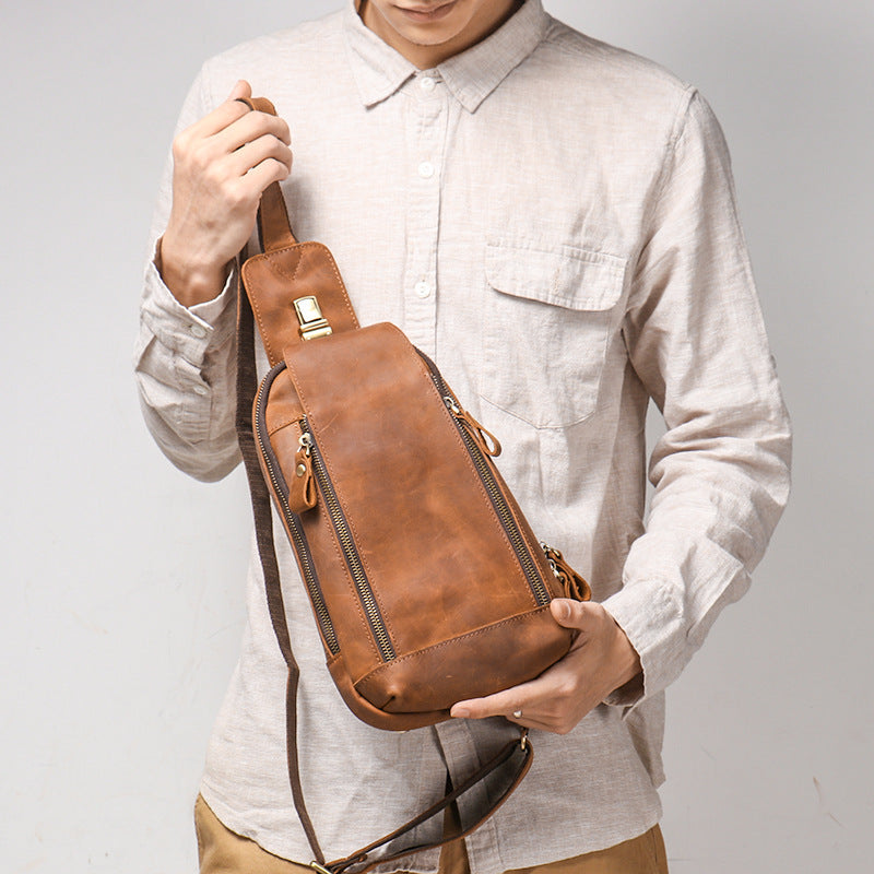 Crazy Horse Leather Travel Crossbody Bag