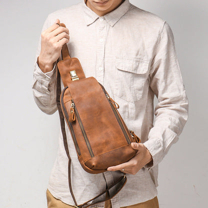 Crazy Horse Leather Travel Crossbody Bag