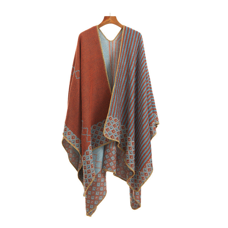 Ethnic style imitation cashmere shawl casual matching travel cloak autumn and winter warm Yunnan Northwest Travel shoot outside - image 2