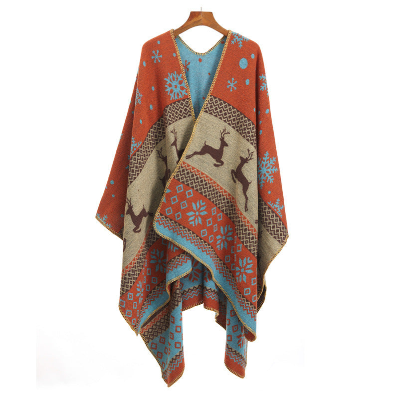 Ethnic style imitation cashmere shawl casual matching travel cloak autumn and winter warm Yunnan Northwest Travel shoot outside - image 4