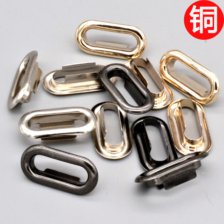 In stock wholesale copper Oval eyelet buckle footwear luggage belt metal accessories egg-shaped buckle paper bag box hole buckle - image 2